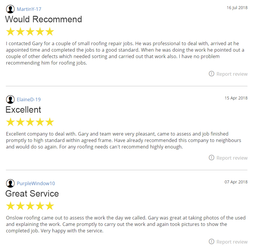 Onslow Roofing Reviews & Testimonials